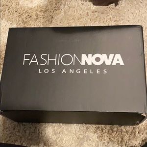 Fashion Nova white square toe heel